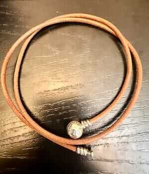 Authentic Pandora Brown Double Wrap Leather Bracelet S925 ALE 22” Size 7
